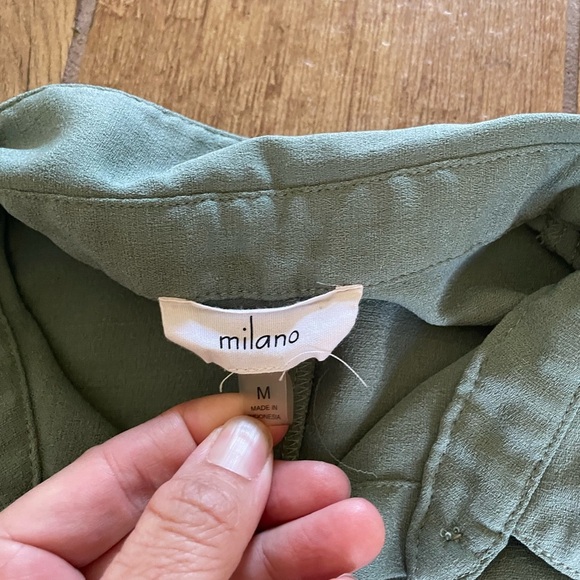 Milano Green Polo Collar Button Down sleeveless blouse women’s medium - Picture 3 of 8